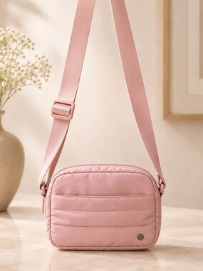 Women's Pink Crossbody Bag - Casual Quilted Shoulder Bag